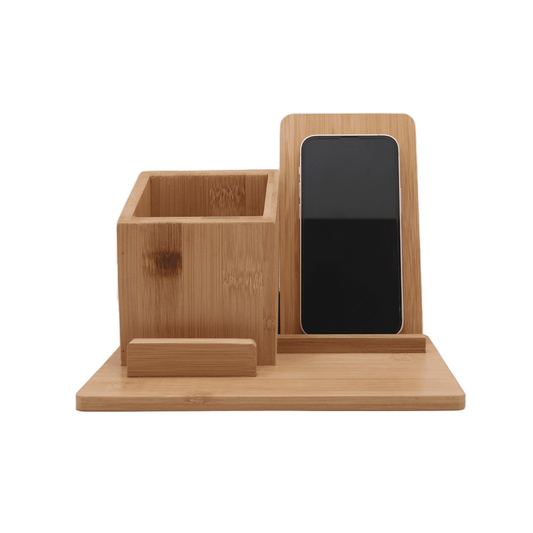 Bamboo Phone Holder and Desk Organizer